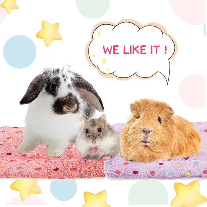 Jetec 3 Pcs Guinea Pig Beds, Fleece Small Animal Mats, Dots, Red | 10 x 11 in Soft Double Sided Fleece Pad for Rabbit, Hamster, Chinchilla, Rat, Warm Hideout, Cozy Small Animal Cage Bed
