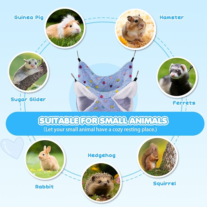 YedsIntu 3 Pcs Guinea Pig Hammock, Rat Ferret Hamster Hanging Hammock Guinea Pig Accessories for Small Animals Chinchilla Parrot Sugar Glider Ferret Squirrel (11"×11")