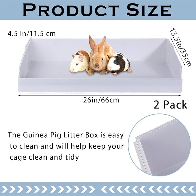 Geelin 2 Pack 26" x 13.5" Corrugated Plastic Cage Liners Base 1 x 2 Panel Size Guinea Pig Cage Liner for Guinea Pigs Hedgehogs Rabbits Applied with C&C Cages, White