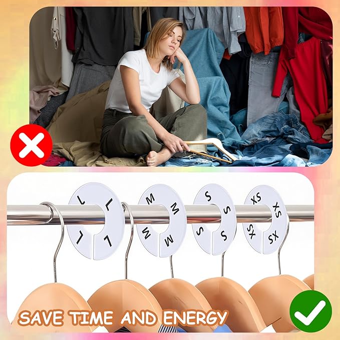 10 Pack White Blank Clothing Rack Size Dividers - Wardrobe Hanger Label Closet Dividers with Marker Pen | Closet Separators Garment Organizer for Clothes Organization