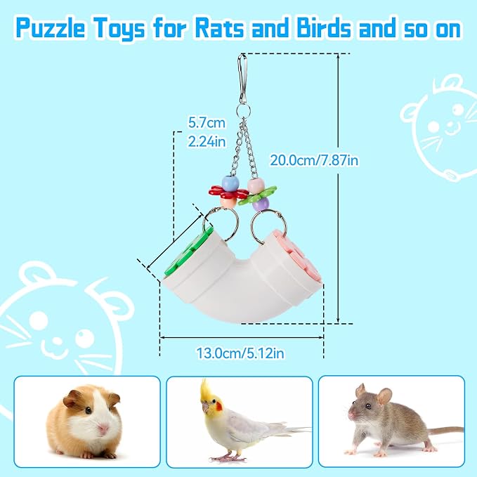 AOWPFVV Rat Enrichment Toys,Hanging Rat Foraging Toy for Cage Accessories | Slow Feeder Fancy Cage Puzzle Toy for Rats & Mice&Birds,Boredom Breaker and Keep Teeth Health