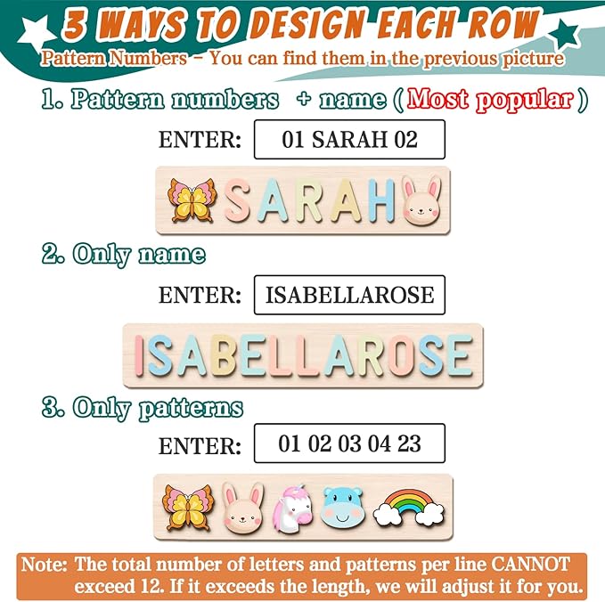 Name Puzzle Baby Gifts for Girl Boy, First Baby Toddler Christmas Birthday Gift, Toddler Toys Montessori Learning, 1 Year Old Gifts