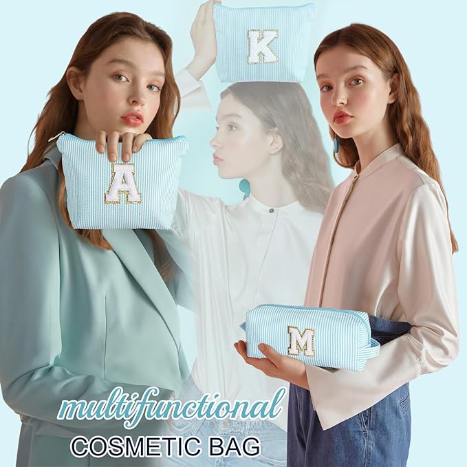 YOOLIFE Teen Girl Gifts Trendy Stuff | Cute Makeup Bag for Girls - Cosmetic Bags for Women | Initial Make Up Bag | Personalized Gifts for Women Friends | Skin Care Bag | Christmas Gifts for Girls K