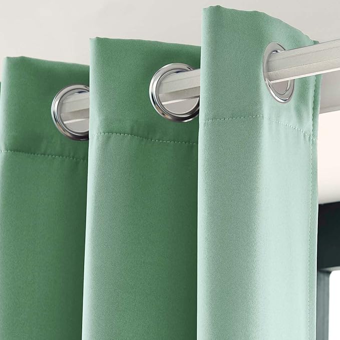 LA PALMA Thermal Insulated Blackout Darkening Grommet Living Room Curtains Window Drapes for Bedroom Pack of 2 Panels