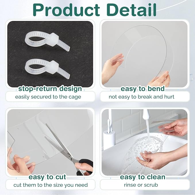 Juexica 2 Pcs 82.7 x 4.5 Inch Guinea Pig Cage Liner Clear Cuttable Critter Liner with Pre Drilled Holes Urine Guard Extra Long Liner with 100 Zip Ties for Rabbit Hamster Ferret Chinchilla