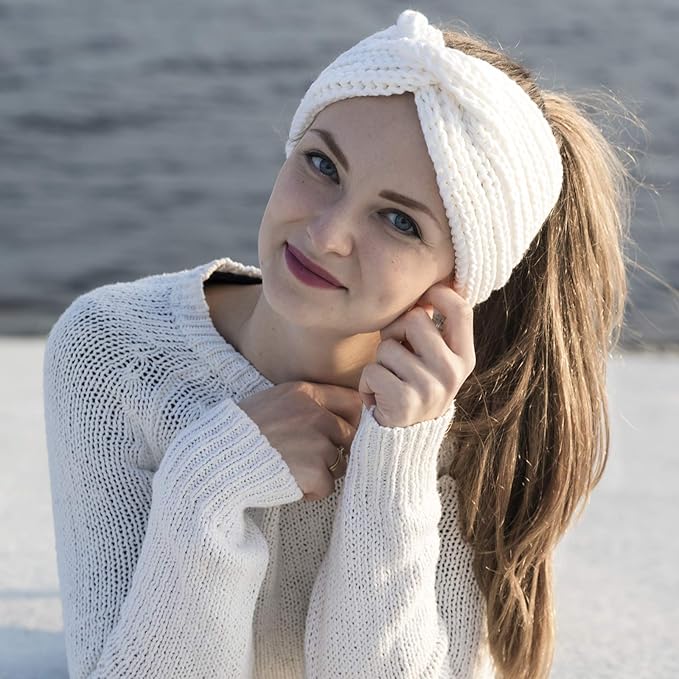 DRESHOW Winter Knit Chunky Headbands for Women Crochet Turban Knitted Ear Warmer Fashion Head Wrap 6 Pack