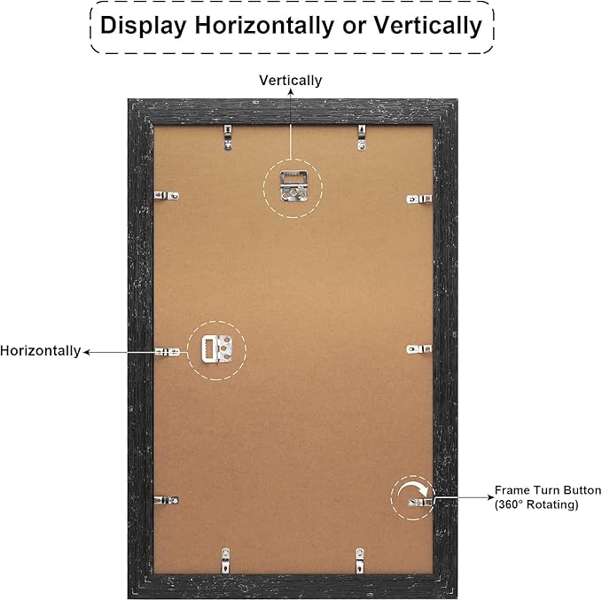 13x21 Picture Frame Display 10 opening 4X6 Picture Frame Collage,Multi Photo Frame with Mat,Plexiglass,Wall Mount Decor,Black Wood Grain