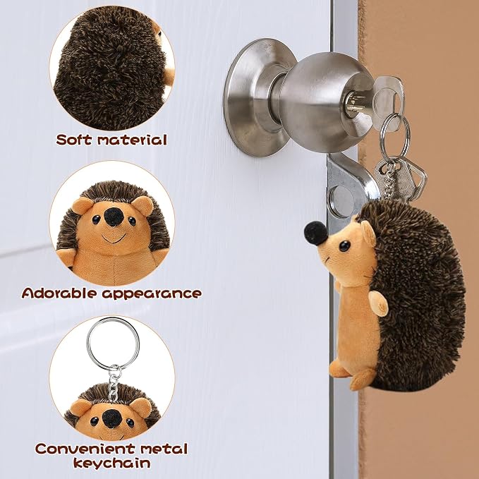 20 Pieces Mini Hedgehog Keychain Plush Bulk Stuffed Animal Keyring Charms Backpack Accessory Ring Bags Purse DIY Decor for Valentine's Day Gift Wedding Shower Birthday Christmas Party Favor