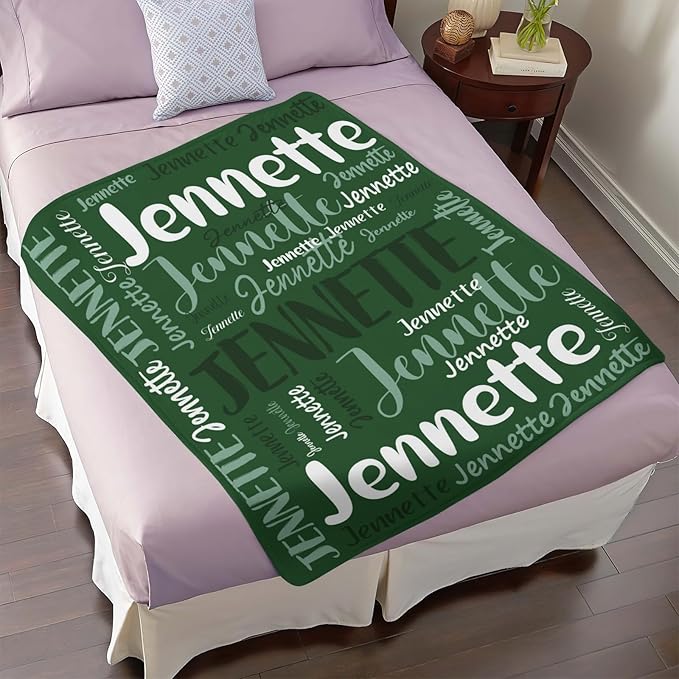 Personalized Custom Baby Blanket with Name for Girls Boys Kids Customized Flannel Blanket for Bed Nursery Room Baby Stroller
