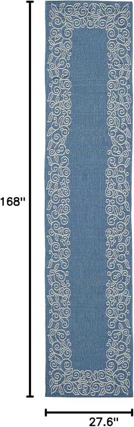SAFAVIEH Washable Rug Outdoor Courtyard Collection - 2'3" x 14' Runner, Blue & Beige, Non-Shedding & Easy Cleaning, Ideal for Patio, Backyard, Mudroom (CY5139C)
