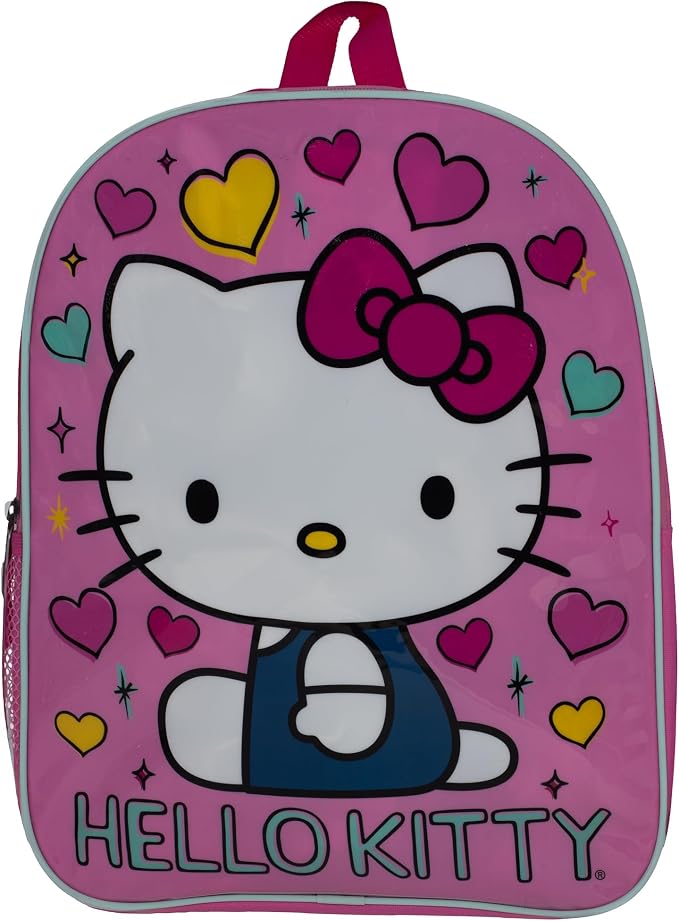 AI ACCESSORY INNOVATIONS Hello Kitty Kids Backpack, Elementary School Girls Book Bag with Padded Straps, Pink