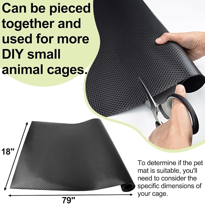 Waterproof Guinea Pig Bedding Rabbit Cage Liner, 18x79 1PCS Black | Cut To Fit Cage,Rabbit Bedding,Hamster Cage Accessories For Rabbits, Hamsters, Gerbils, and Chinchillas, Easy to Clean