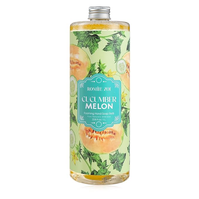 ROMIIE ZOI Foaming Hand Soap Refill, Cucumber&melon, Gentle & Moisturizing Formula, 1000 ML/ 33.8 FL OZ