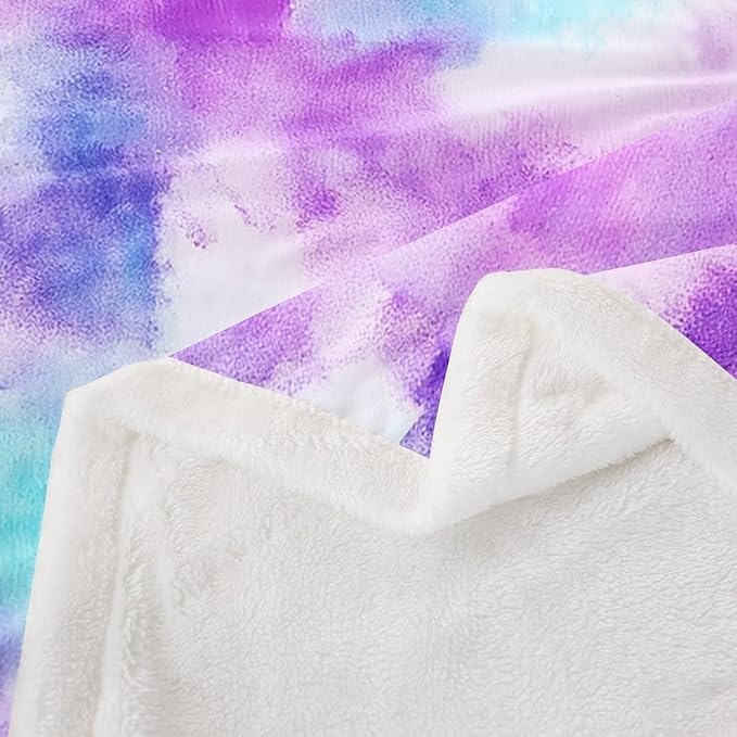Feelyou Colorful Fleece Throw Blanket Throw 50"x60" Kids Tie Dye Watercolor Sherpa Blanket Plush Fuzzy for Bed Couch Chair Living Room, Dreamy Girly Bed Blanket Room Decor