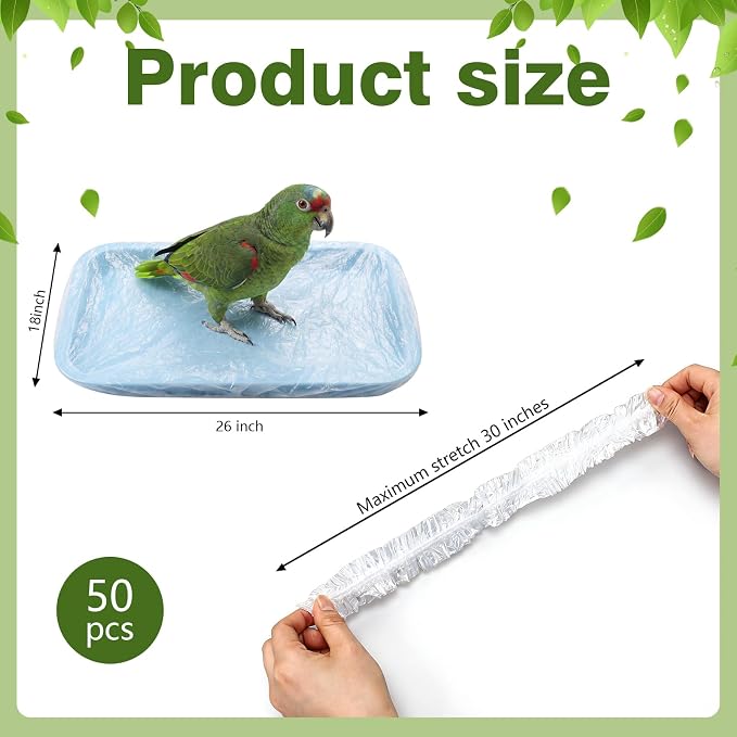 100 Pcs Disposable Bird Cage Liners Bags Accessories,Small Style | Clear Plastic Parakeet Liner Bags, Universal Birdcage Liner Bags for Parakeets, Parrots, Finches, Canaries, Cockatiels