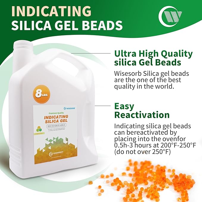 Silica Gel 24LBS, Indicating Silica Beads (Orange to Green), Reusable Silica Gel Desiccant Dehumidifier
