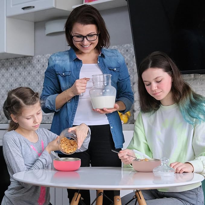 ShineMe Stainless Steel Bowls for Kids, 6 pack Toddler Bowls with Removable Colorful Silicone Sleeve, Unbreakable Baby Bowls for Soup, Cereal, Yogurt, Snacks...