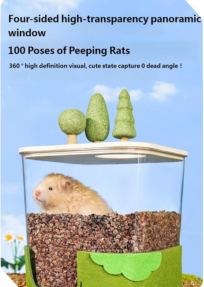 Hamster Sand Bath with Depth Digging and Transparent View for Observation Foraging Feeders
