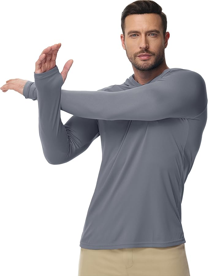 Boladeci Men's UPF 50+ Sun Protection Lightweight Hoodie Shirts Long Sleeve Fishing Shirt SPF UV Hiking Swim