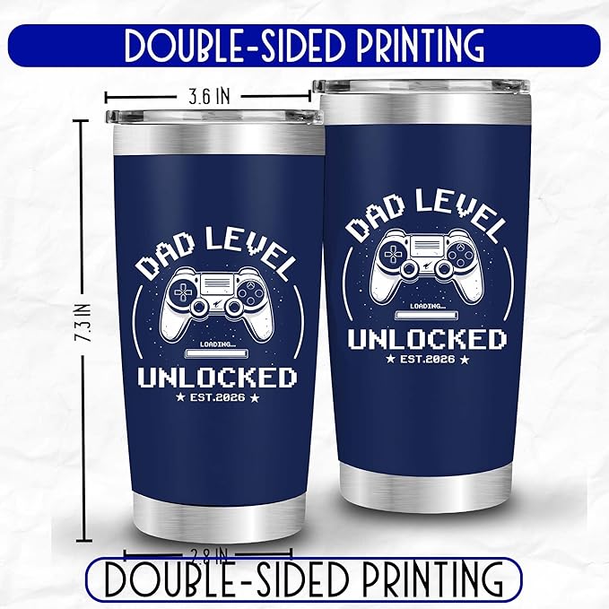 Promoted to Dad 2026 Tumbler 20oz – New Dad Gifts for First Time Daddy, Expecting Daddy Present For Birthday, Father’s Day, Christmas Cups From Friend, Baby, Kid, Wife