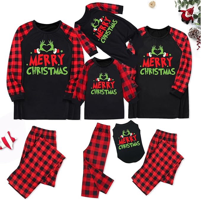 TEERAPHIQUE Christmas Pajamas for Family,Family Holiday Pajamas Matching Sets,Xmas Jammies for Couples
