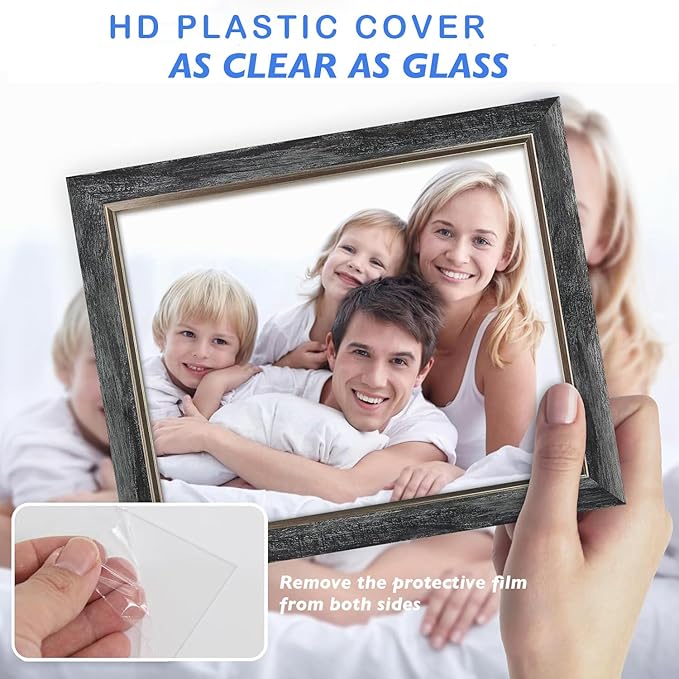 XUANLUO 5x7 Picture Frames Set of 4 Rustic Retro Photo Frame with HD Plastic Cover for Wall Mount and Tabletop Display Family Friends Wedding Gift