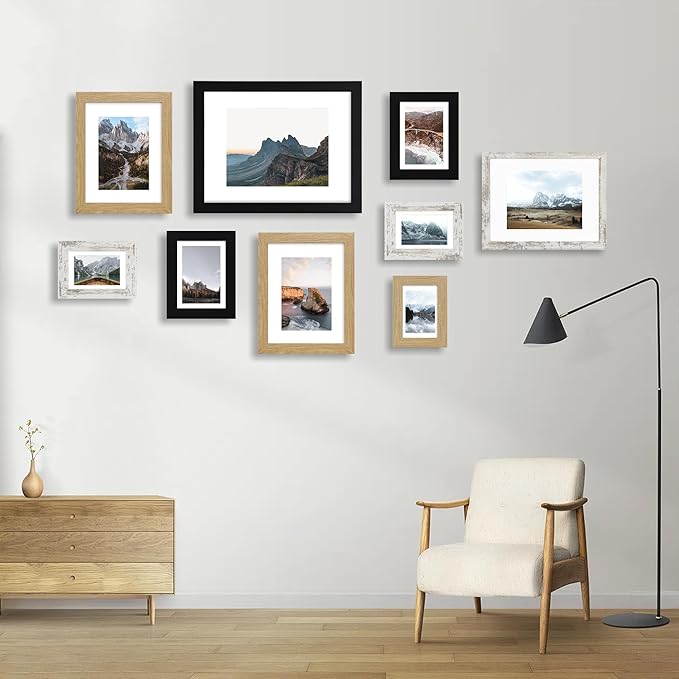 8x11 Picture Frame Set of 2, Made of Real Glass and Natural Oak Wooden Frame - 8 by 11 Photo for Wall or Tabletop Display