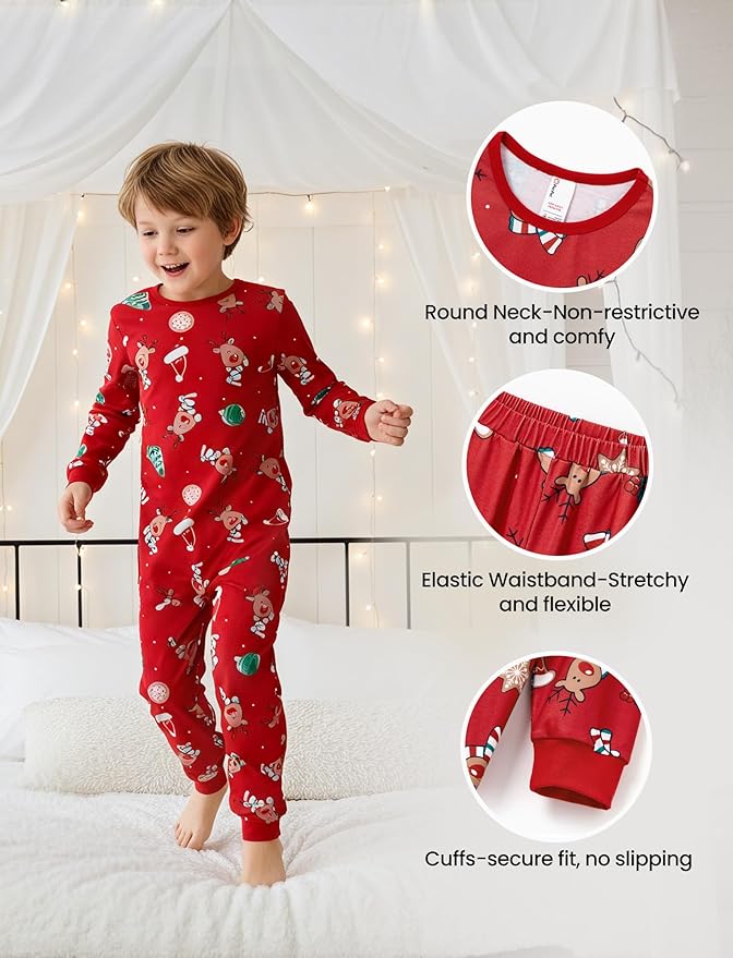 PATPAT Christmas Family Matching Pajama Sets Includes Christmas Socks - Perfect for Family Photos & Holiday Celebrations