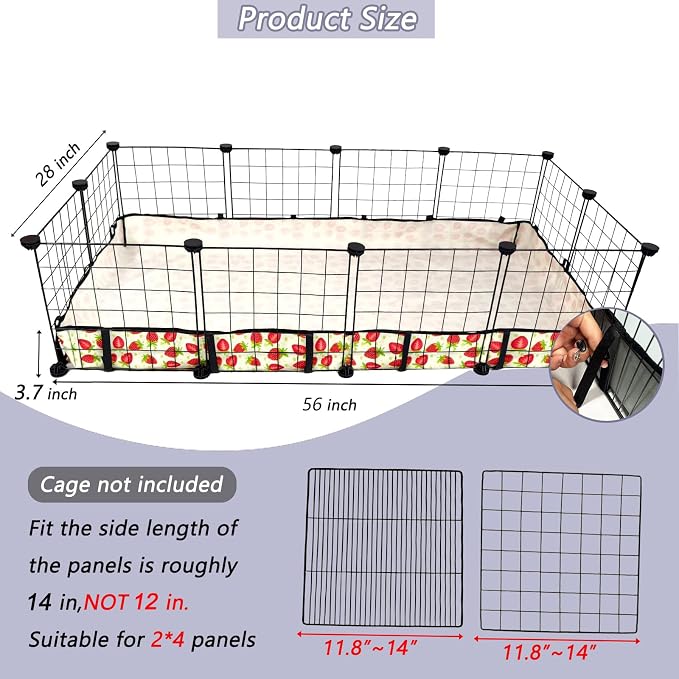 Guinea Pig Cage Liner，Washable Waterproof Oxford Cloth Cage Liners for Small Animals,Hamster Chinchilla Hedgehog Rabbit and Other Small Animals Not Include Cage(28x56 inches)