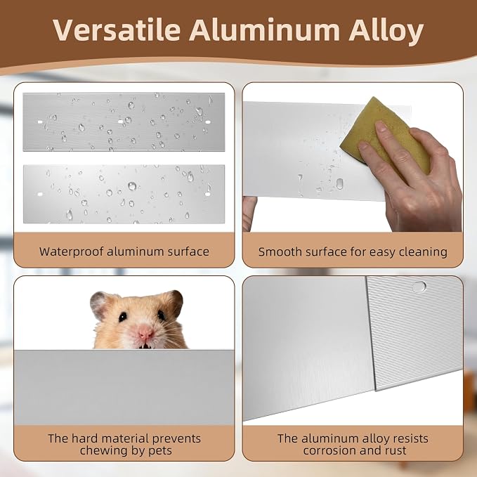 Anti-Rust Aluminum Scatter Guards for Ferret & Critter Nation Cages | Urine & Poop Guard Panel, Adjustable Fence to Keep Floor Clean for Ferrets, Chinchillas, Rats (Silver, Single Layer Set)