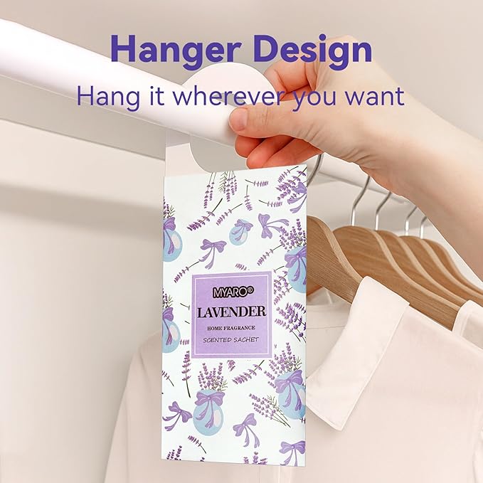 MYARO 12 Packs Lavender Large Scented Sachets for Drawer and Closet, Long-Lasting Hanging Sachet Bags Closet Deodorizer Scented Home Air Fresheners for Women Chritsmas Gift