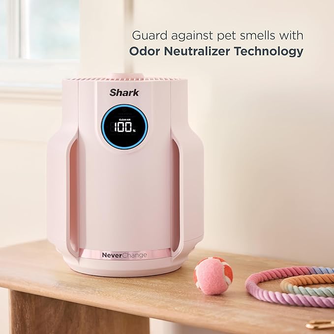 Shark Air Purifier for Home, NeverChange Compact Pro, for Bedroom, Nursery, Home Office, Dorm, HEPA-Exceeding Filter, Captures Pollutants, Pet Dander, Dust, Odor, Smoke, and More, HP072PK, Quartz