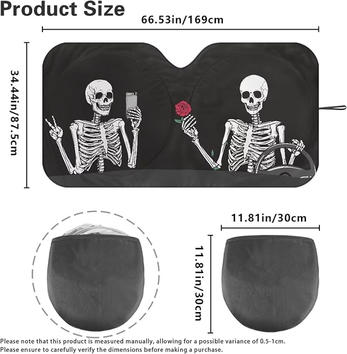 Funny Skeleton Vehicle Windshield Protecion Stylish Automotive Interior Cover Sun Visor Protector for Front Window Fashion Car Accessories