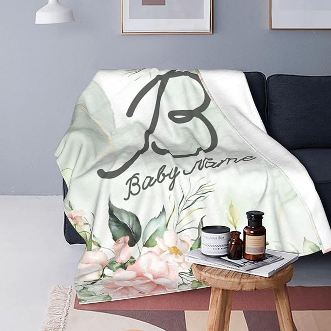 Personalized Baby Blankets for Girls Boys, Custom Baby Blanket with Name, Customized Baby Blanket Gifts for Kids Newborn for Birthday Christmas