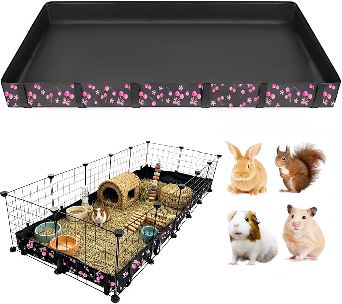 DZWLKJ Waterproof Guinea Pig Cage Liner,Washable Tarp Bottom Base,Cherry Graphic,24"x60", Reusable for Rabbit, Chinchilla, Hedgehog, Ferret & Other Small Animals.