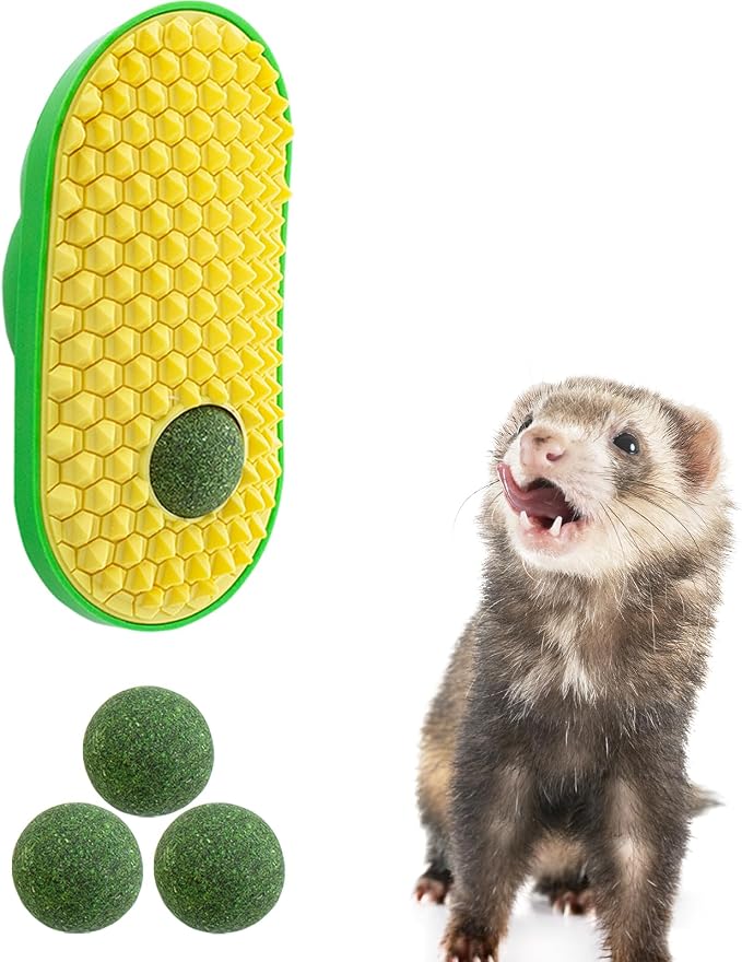 Ferret Toys, Hay Ball for Ferret Lick, Safe Ferret Chew Enrichment Toys Teeth Cleaning Dental, Edible Ferret Wall Treats Ball, Easy to Clean