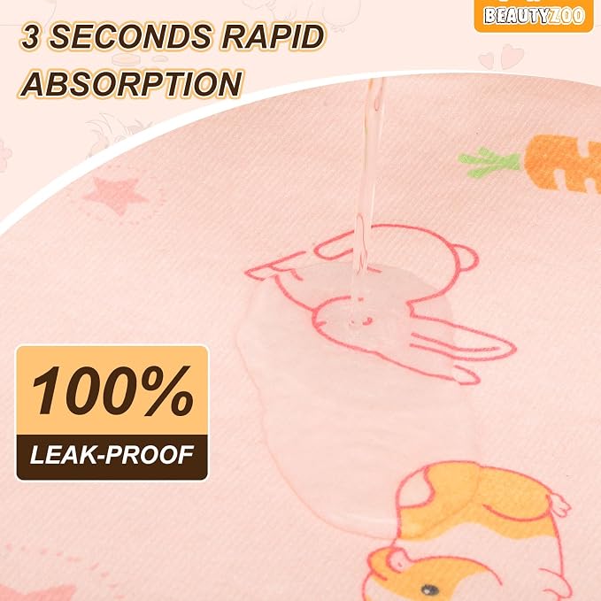 BEAUTYZOO 2Pack Washable Reversible Guinea Pig Cage Liners, Fleece Bedding | 16x24" Fleece Cage Liners, Waterproof Leakproof Super Absorbent Washable Reusable Pee Pads for Guinea Pig, Rabbit, Hamster