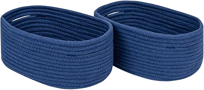 CubesLand Storage Basket, Cotton Rope, Navy Blue, 2 Pack, Organizing/Storage, Closet, Shelves, Decorative