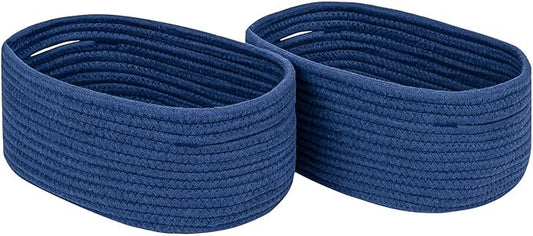 CubesLand Storage Basket, Cotton Rope, Navy Blue, 2 Pack, Organizing/Storage, Closet, Shelves, Decorative