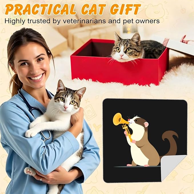 Ferret Blowing A Trumpet Self-Adhesive Immobilizer,Soft Happy, Tress-Free Wrap for Cutting Nails, Machine-Washable