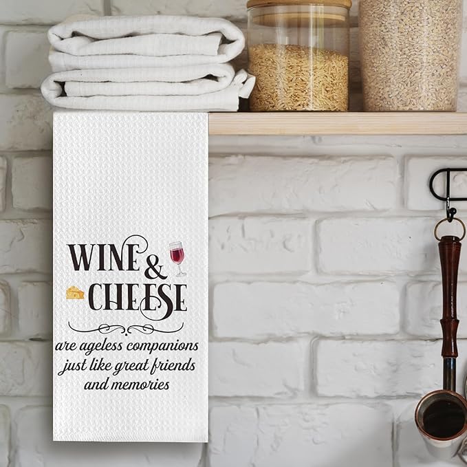 Kitchen Towels - Waffle Decorative Bathroom & Kitchen Towels, Wine Lovers Gifts, 16 x 24 Inches