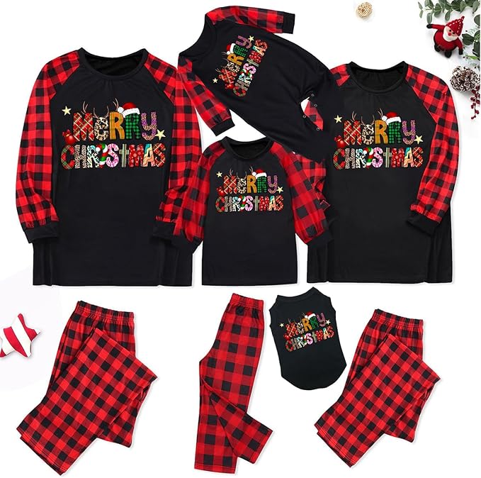 TEERAPHIQUE Christmas Pajamas for Family,Family Holiday Pajamas Matching Sets,Xmas Jammies for Couples