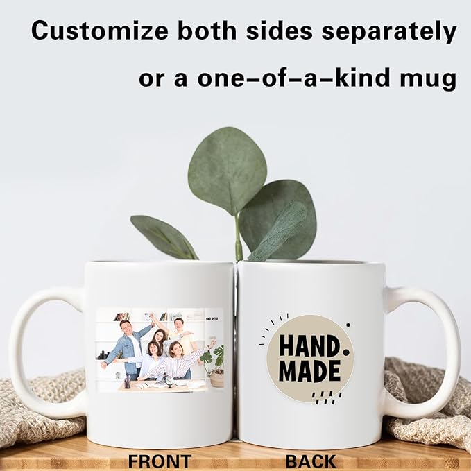 Personalized Coffee Mug with Photo, Logo or Text - Customized Gift Idea for Men & Women, Mom, Dad, Friends - Christmas Birthday Valentines Gifts, Party Favors Tea Cup - White/Pink