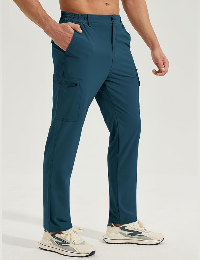 MOURCE Hiking Pants Men Lightweight Quick-Dry - Water Resistant Stretch Travel Pants with 7 Pockets for Outdoor Fishing