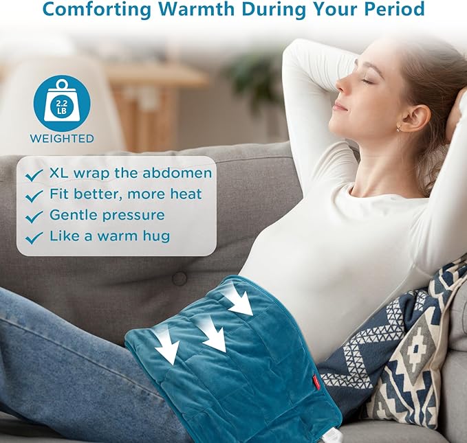 Comfytemp Weighted Heating Pad for Back & Period, FSA Eligible Electric Heat Pad, Birthday Gifts for Women Men Mom Dad & Mother Day Gift, 2.2 lb HSA Neck Shoulder Heated Pad, 2H Auto-Off, 12x24