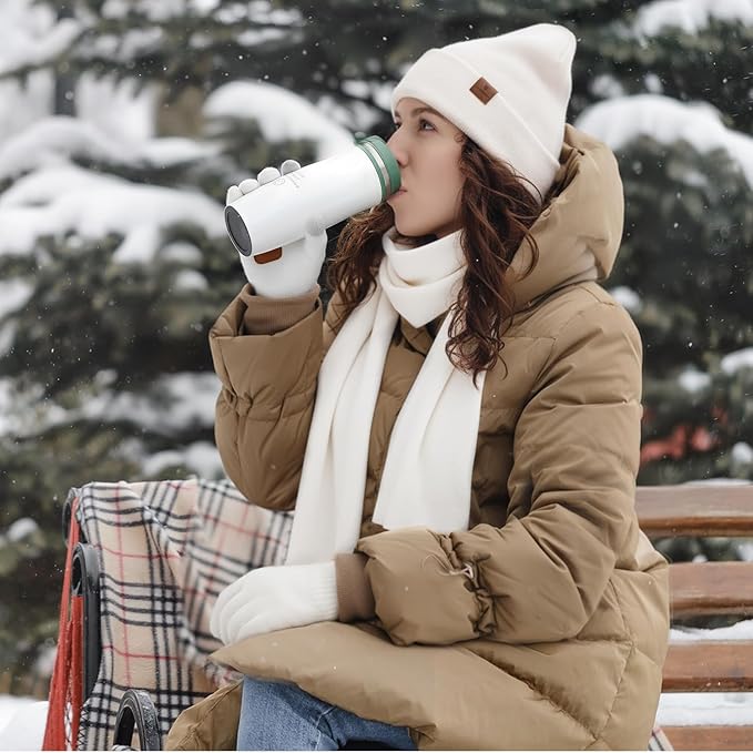 Womens Winter Warm Beanie Hats Gloves Scarf Headband Set Fleece Lined Ear Warmer Knit Scarf Touchscreen Gloves Winter Gifts