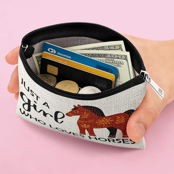 Horses Themed Gift Coin Purse for Horse Lover Horse Present for Friend Sister Coworker Her Coin Pouch Animal Lover Present for Coworker Daughter Teen Christmas Birthday Gifts Zipper Change Pouch