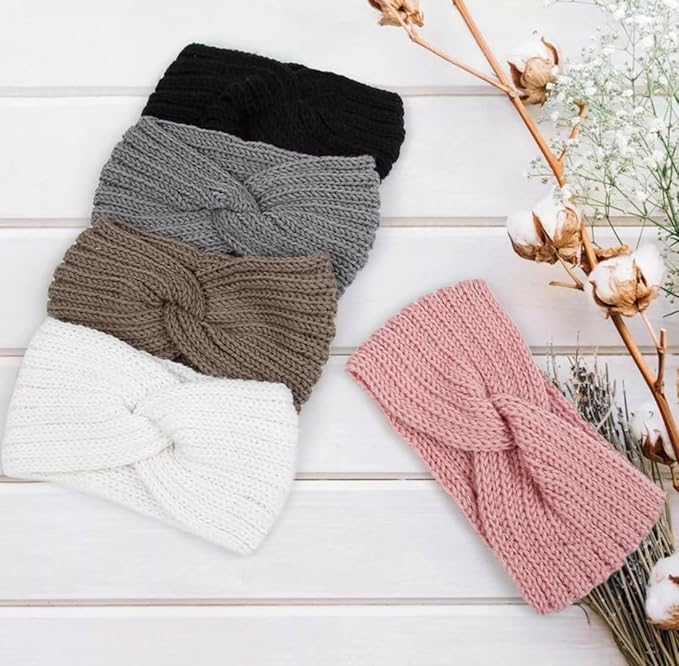 Huachi Winter Headbands for Women Ear Warmers, Warm Headbands for Women Winter Accessories, Cold Weather Headband Chunky Knit Head Bands Ear Warmers 5PCS