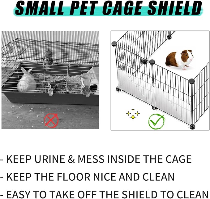 Oncpcare 12 Pack Pet Plastic Cage Liner Protection 14'' x 6'' Rabbit Cage Urine Guard Clear Cage Edge Liner Guinea Pig Side Lining Small Animal Cage Accessories - Keep Litter in The Cage