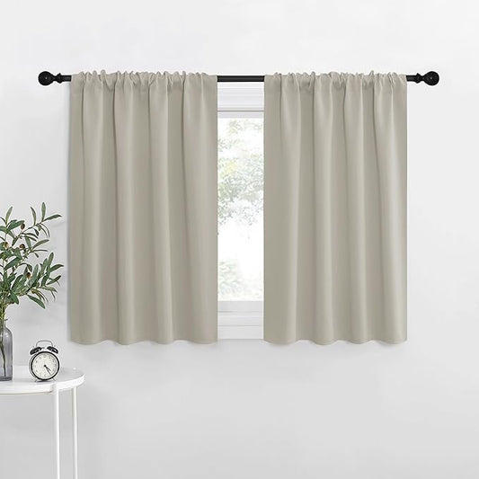 NICETOWN Blackout Curtains for Living Curtains, Room Darkening Window Curtain Panels, Easy-Care Solid Thermal Insulated Draperies/Drapes for Daughter Room (Natural, 2 Panels, 29 by 30)